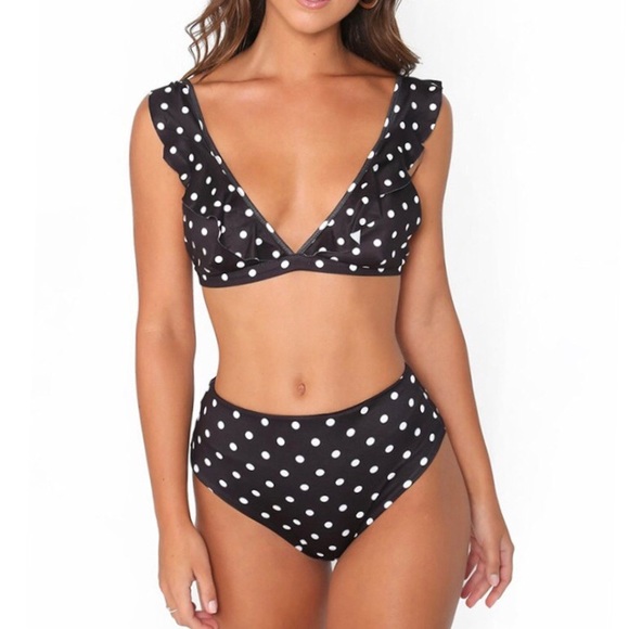 polka dot high waisted ruffle bikini - Picture 6 of 8
